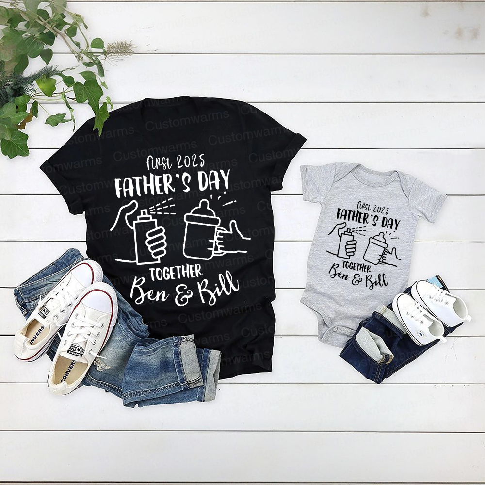 Personalized First Father's Day Daddy and Baby Outfit | CWFamily68