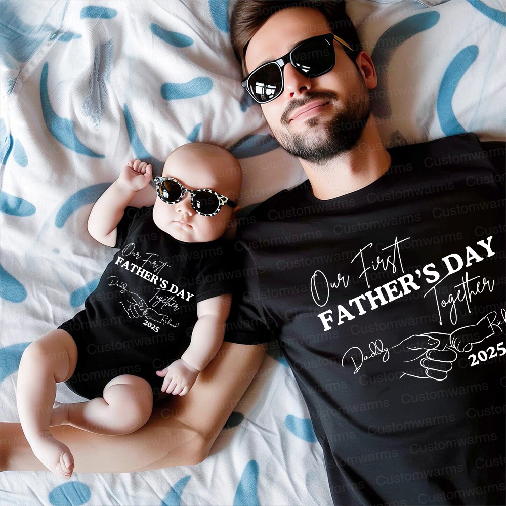 Personalized First Father's Day Daddy and Baby Outfit | CWFamily75