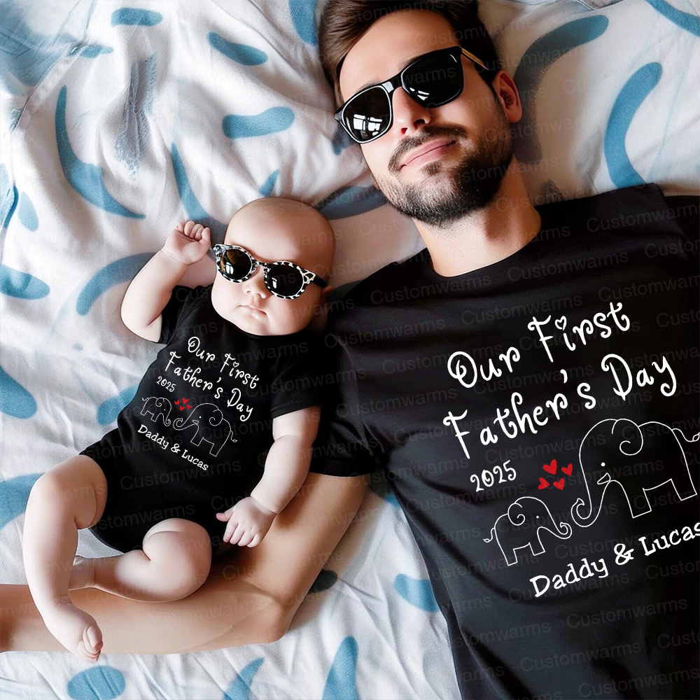 Personalized First Father's Day Daddy and Baby Outfit | CWFamily76