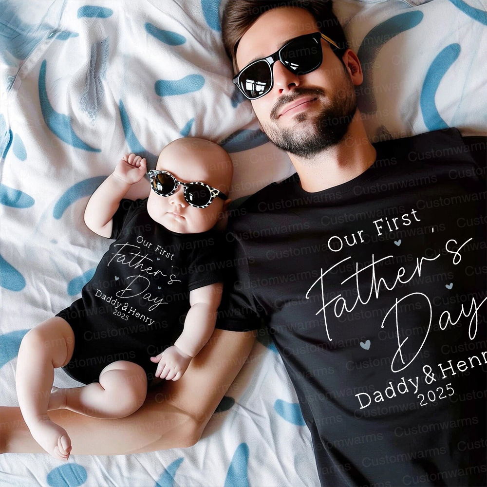 Personalized First Father's Day Daddy and Baby Outfit | CWFamily78