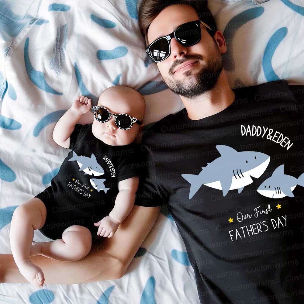 Personalized First Father's Day Daddy and Baby Outfit | CWFamily81