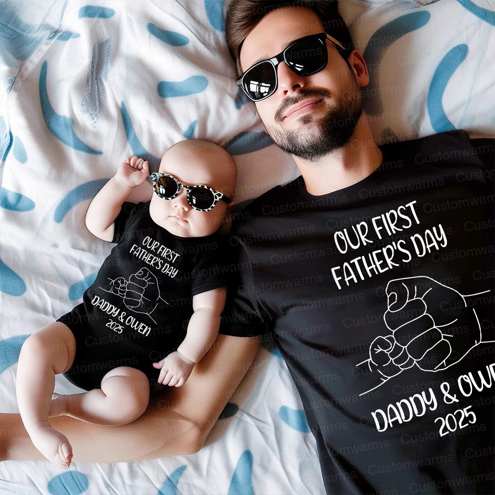 Personalized First Father's Day Daddy and Baby Outfit | CWFamily82
