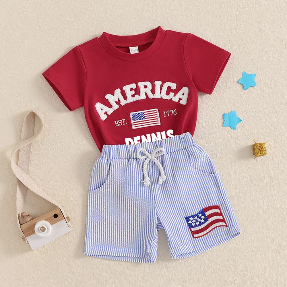 Personalized Boys The 4th Of July Shirt and Shorts Set  | CWBaby249