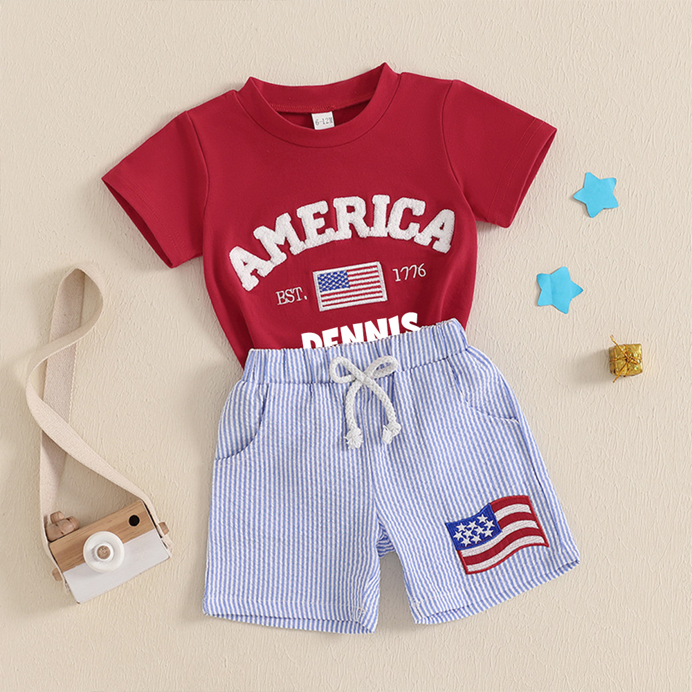Personalized Boys The 4th Of July Shirt and Shorts Set  | CWBaby249