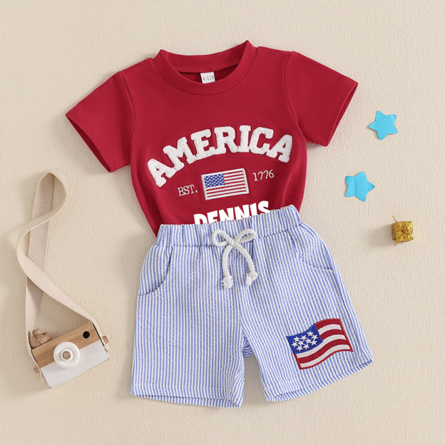 Personalized Boys The 4th Of July Shirt and Shorts Set  | CWBaby249