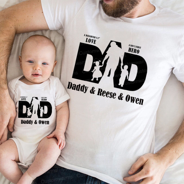 Personalized First Father's Day Daddy and Me Outfit | CWFamily114