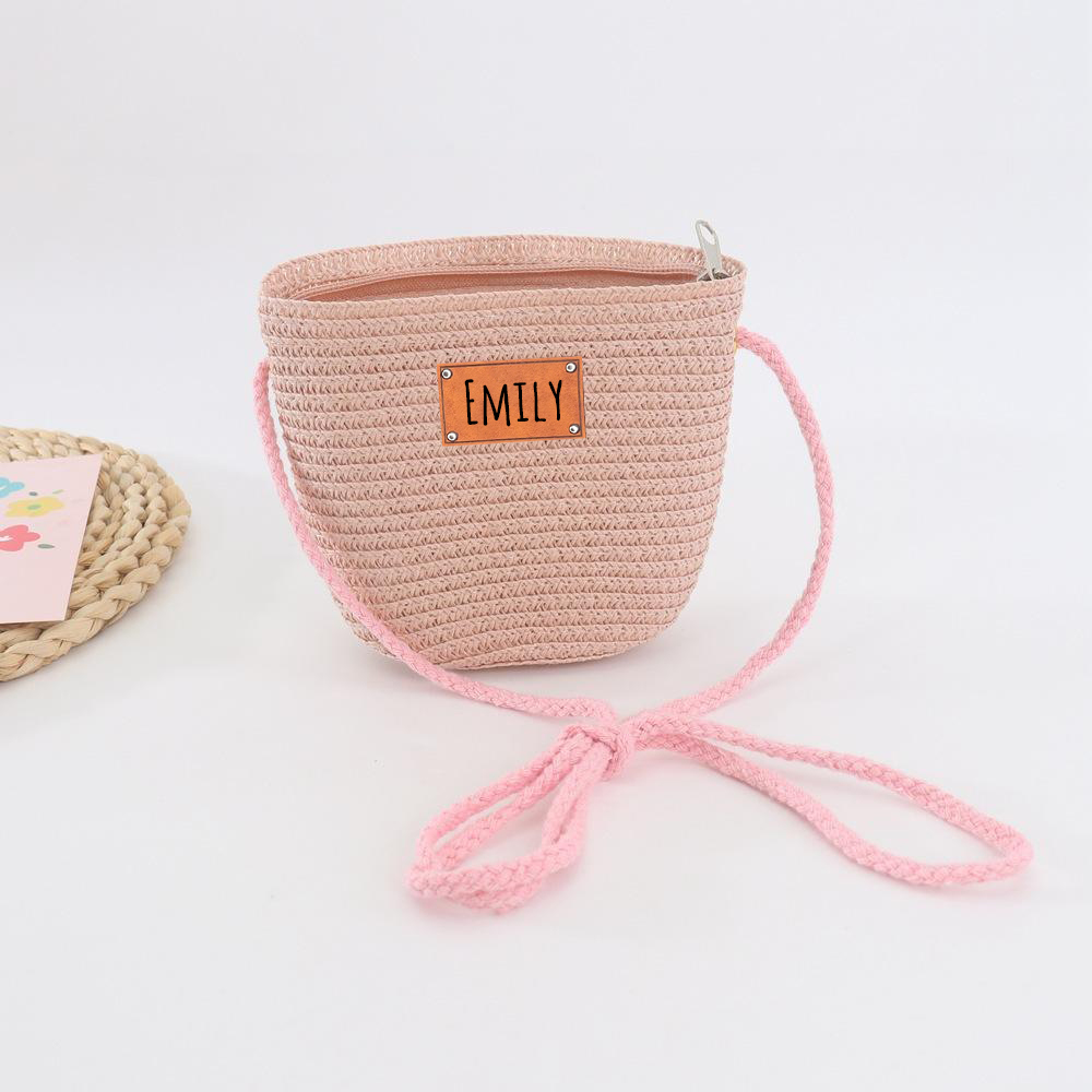 Personalized Summer Leather Patch Straw Bag for Comfort & Unique | CWBeach49