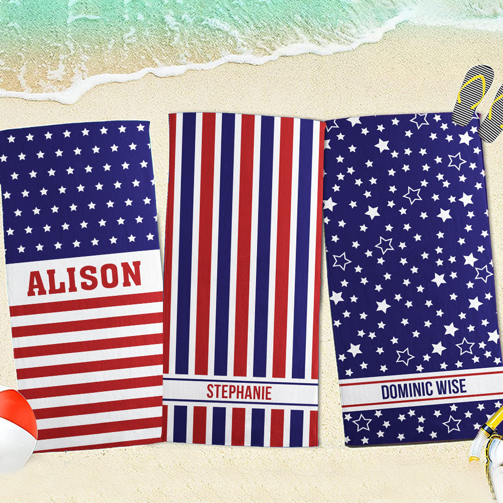 Personalized 4th of July Independence Day Beach Towel | CWTowel174