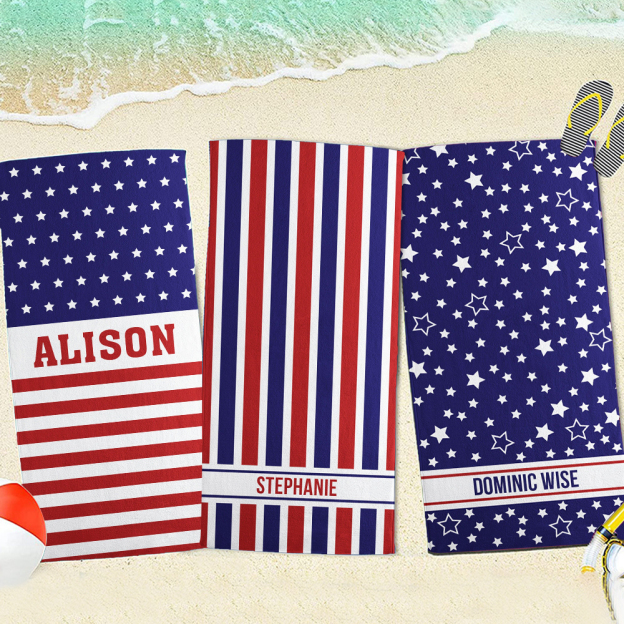 Personalized 4th of July Independence Day Beach Towel | CWTowel174
