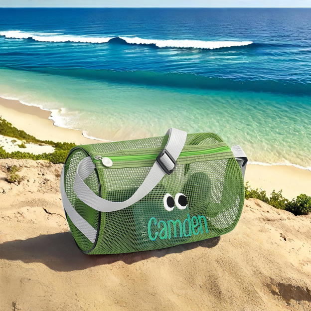 Personalized Summer Seashell Zipper Mesh Beach Bag | CWBeach196