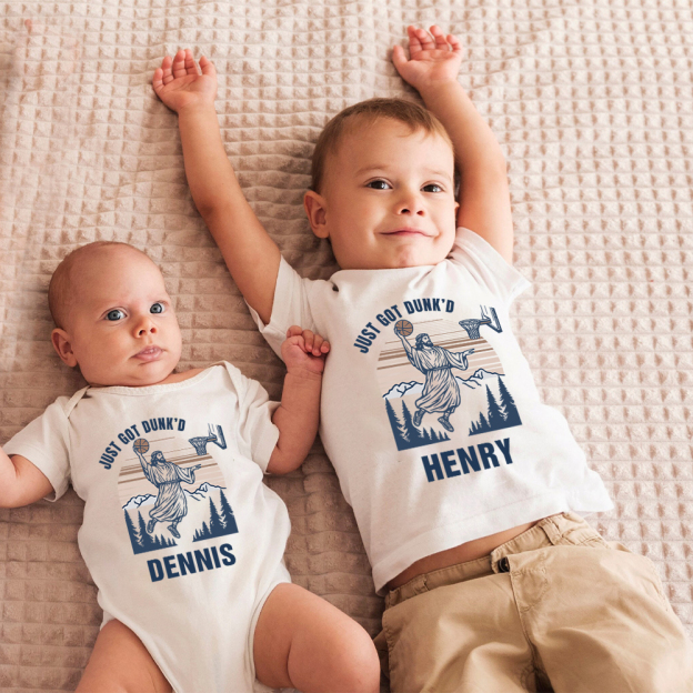 Personalized Baby Just Got Dunked Funny Baptism Shirts | CWBaby269
