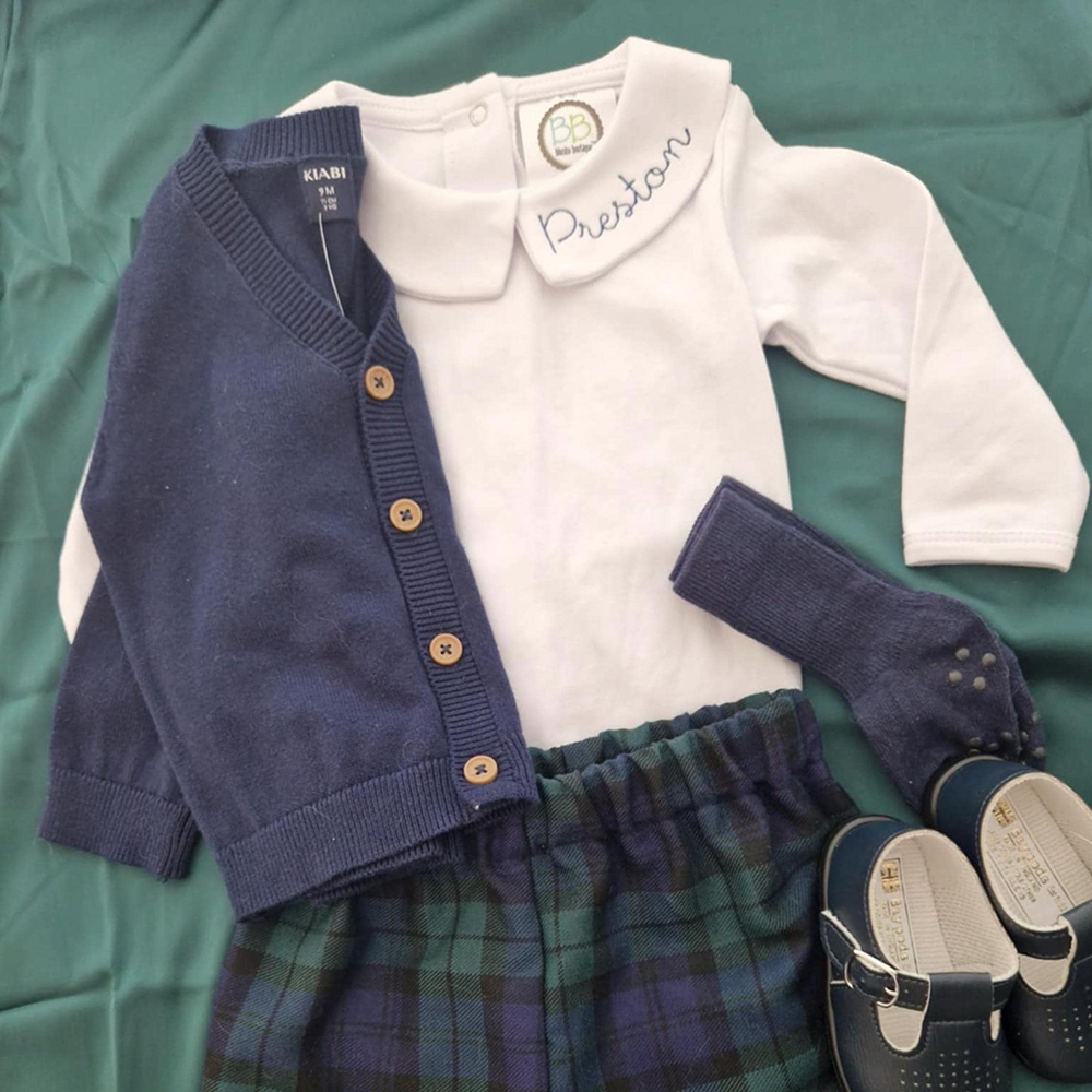 Personalized Baby Embroidered Peter Pan Collar Romper | CWBaby272