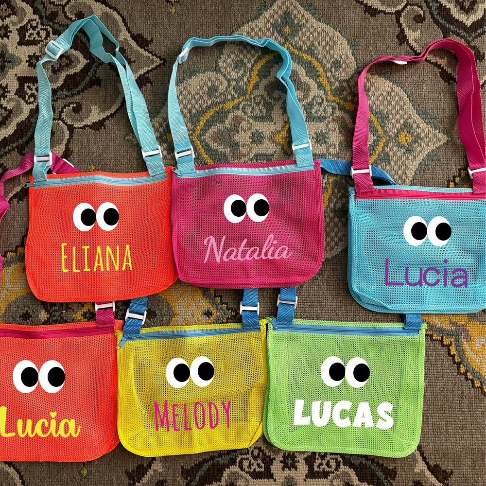 Personalized Seashell Zipper Mesh Beach Bag | CWBeach0101