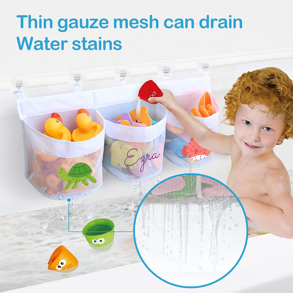 Personalized Wall-mounted Bath Toy Storage Mesh Bag | CWToy137