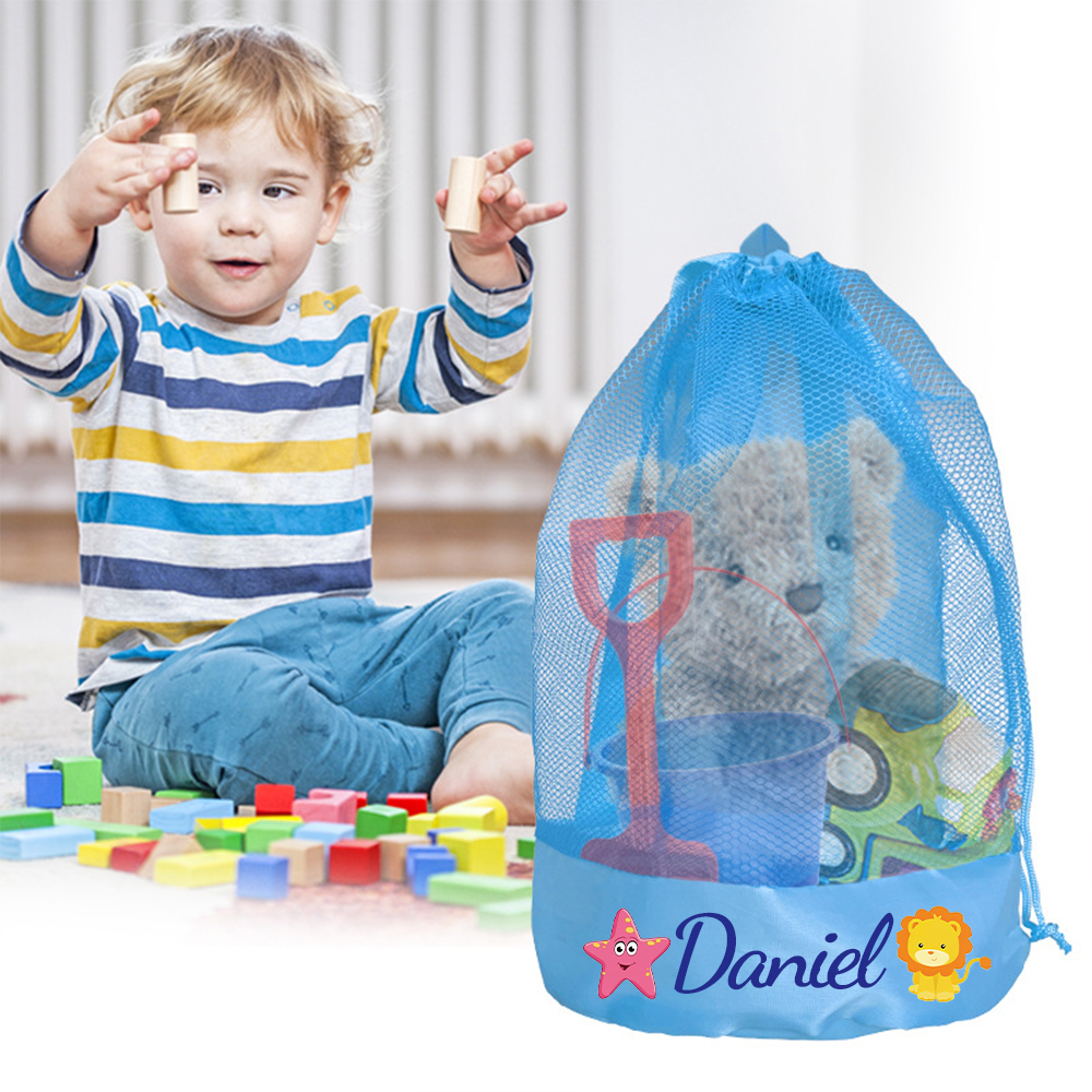 Personalized Mesh Adjustable Drawstring Beach Backpack | CWBeach198