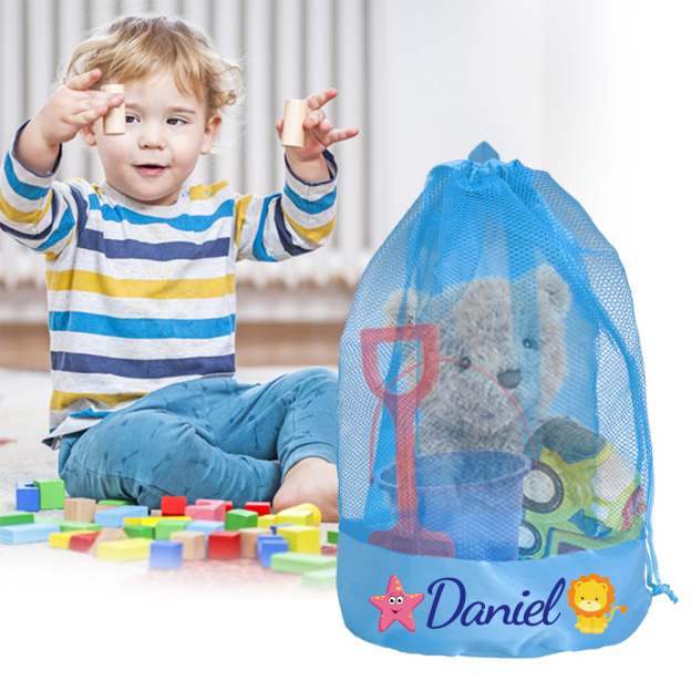 Personalized Mesh Adjustable Drawstring Beach Backpack | CWBeach198