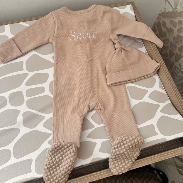 Personalized Embroidery Baby Organic Cotton Ribbed Outfit | CWBaby277
