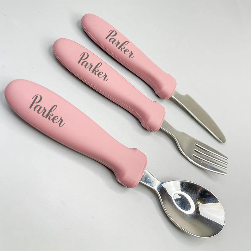 Personalised Kid Silicone Utensil Sets-Fork, Knife, Spoon  | CWBaby70