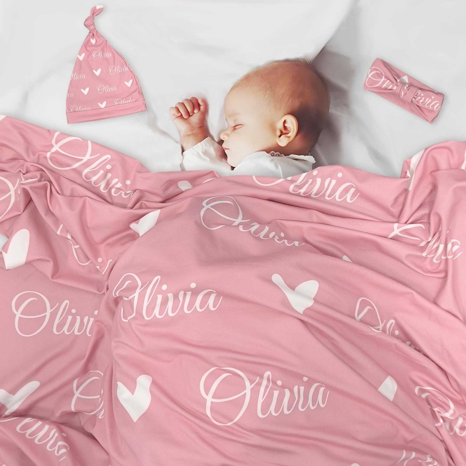 Personalized Baby Swaddle Blanket Set for Comfort & Unique | BBBlanket12
