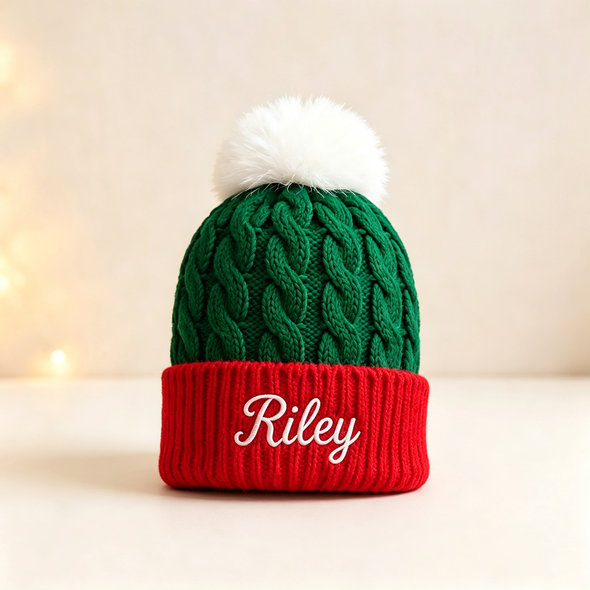 Personalized Embroidery Kid Christmas Pom Pom Hat for Comfort & Unique | HSKid11