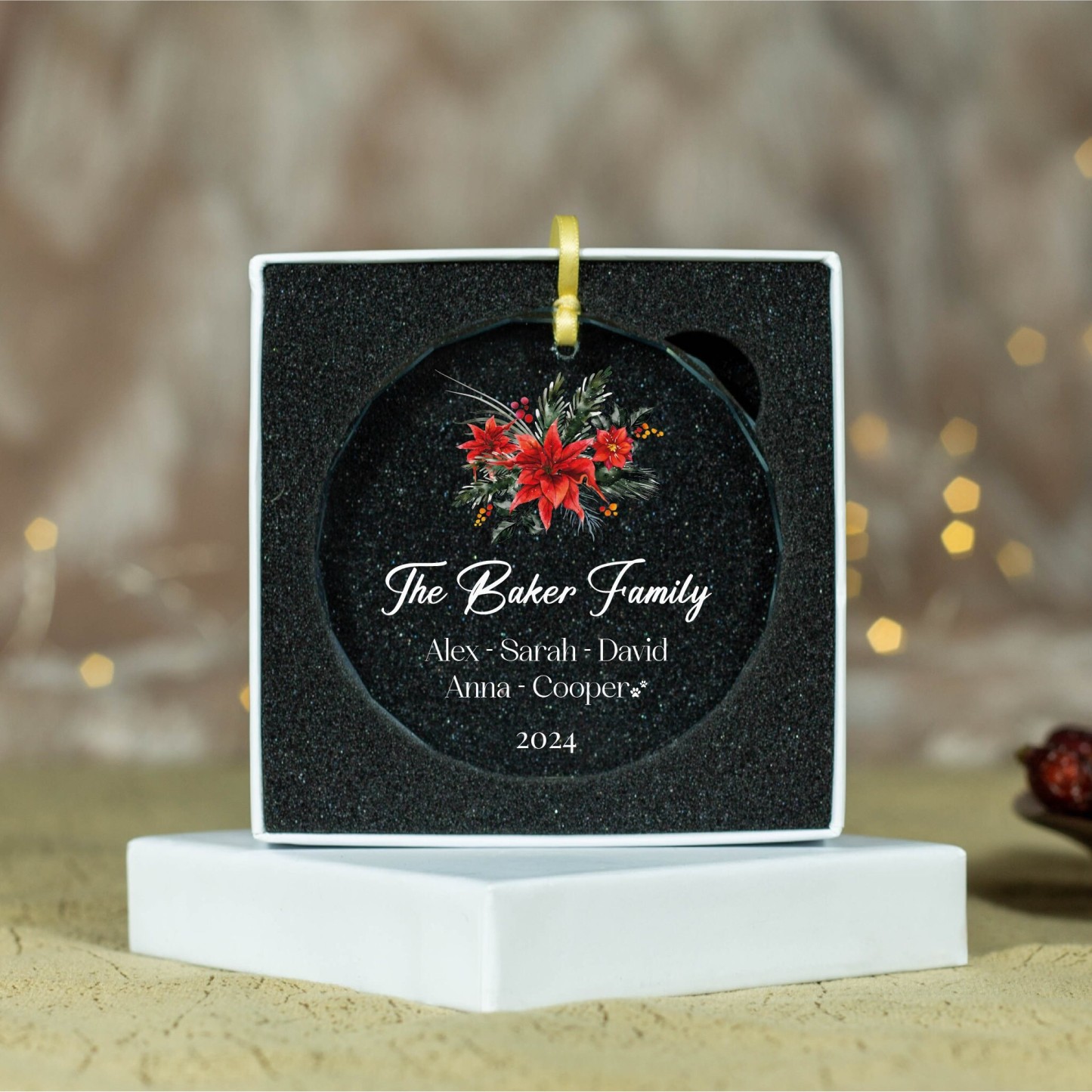 Personalized Glass Family Christmas Ornaments | CWGlass06