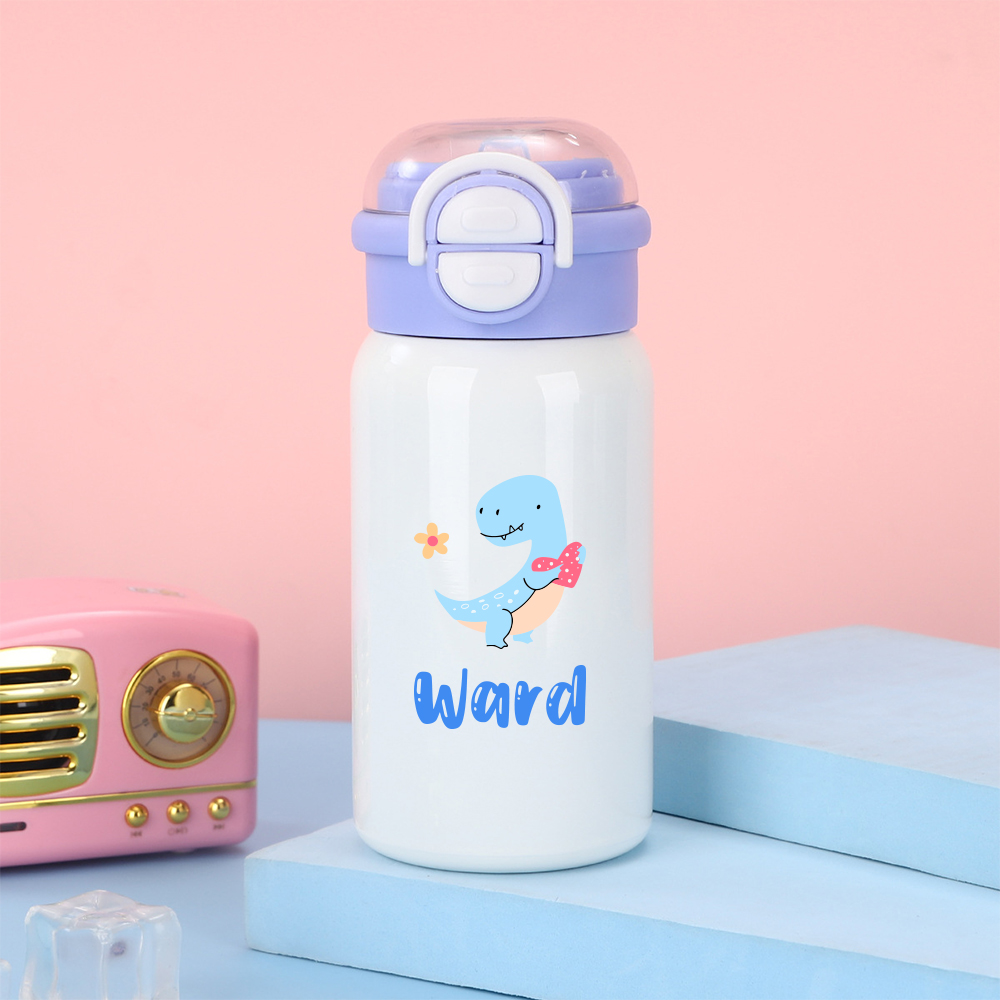 Personalized 17 oz Kids Stainless Steel Water Bottle with Straw | CWBottle02