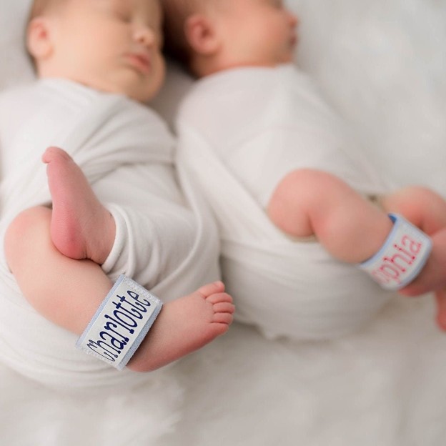 Personalized Cozy Baby ID Foam Bracelet for Twins | CWbaby36