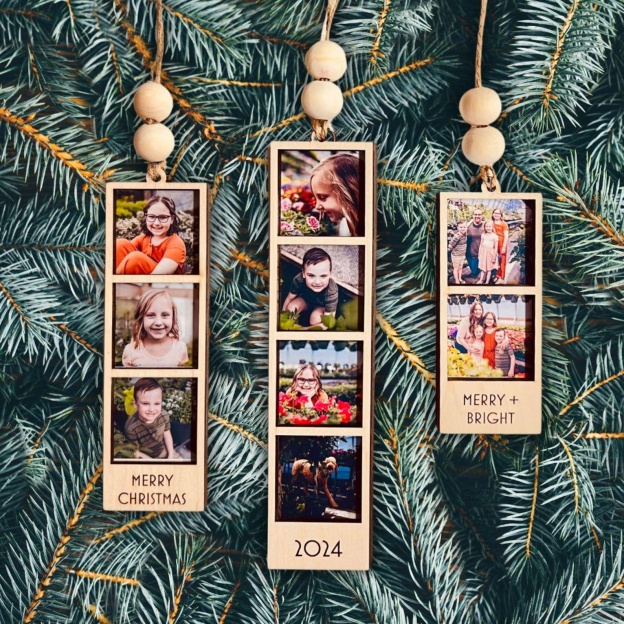 Personalized Wooden Christmas Photo Strip Ornaments | MCGift75