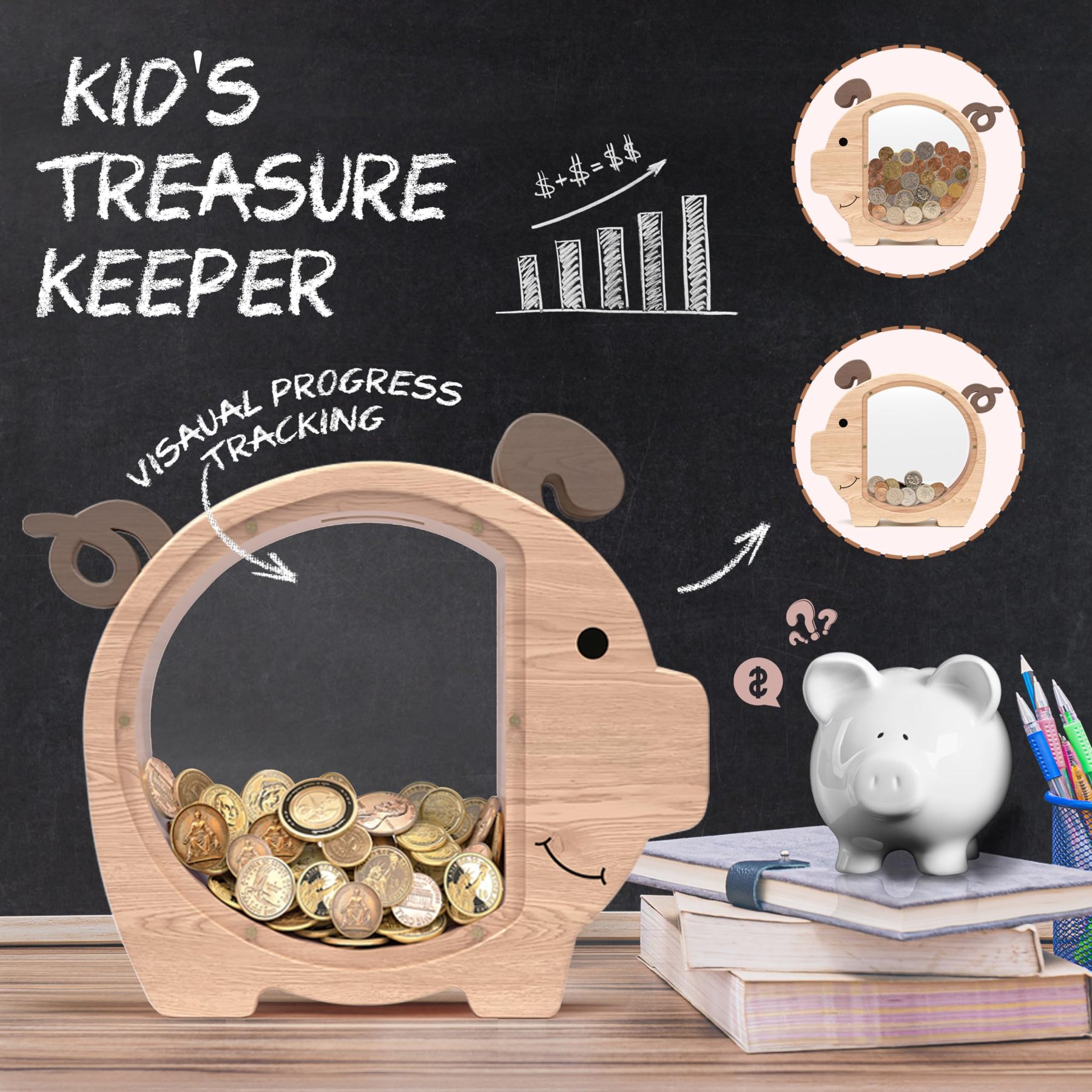 Personalized Kids Wooden Piggy Bank | CWToy65
