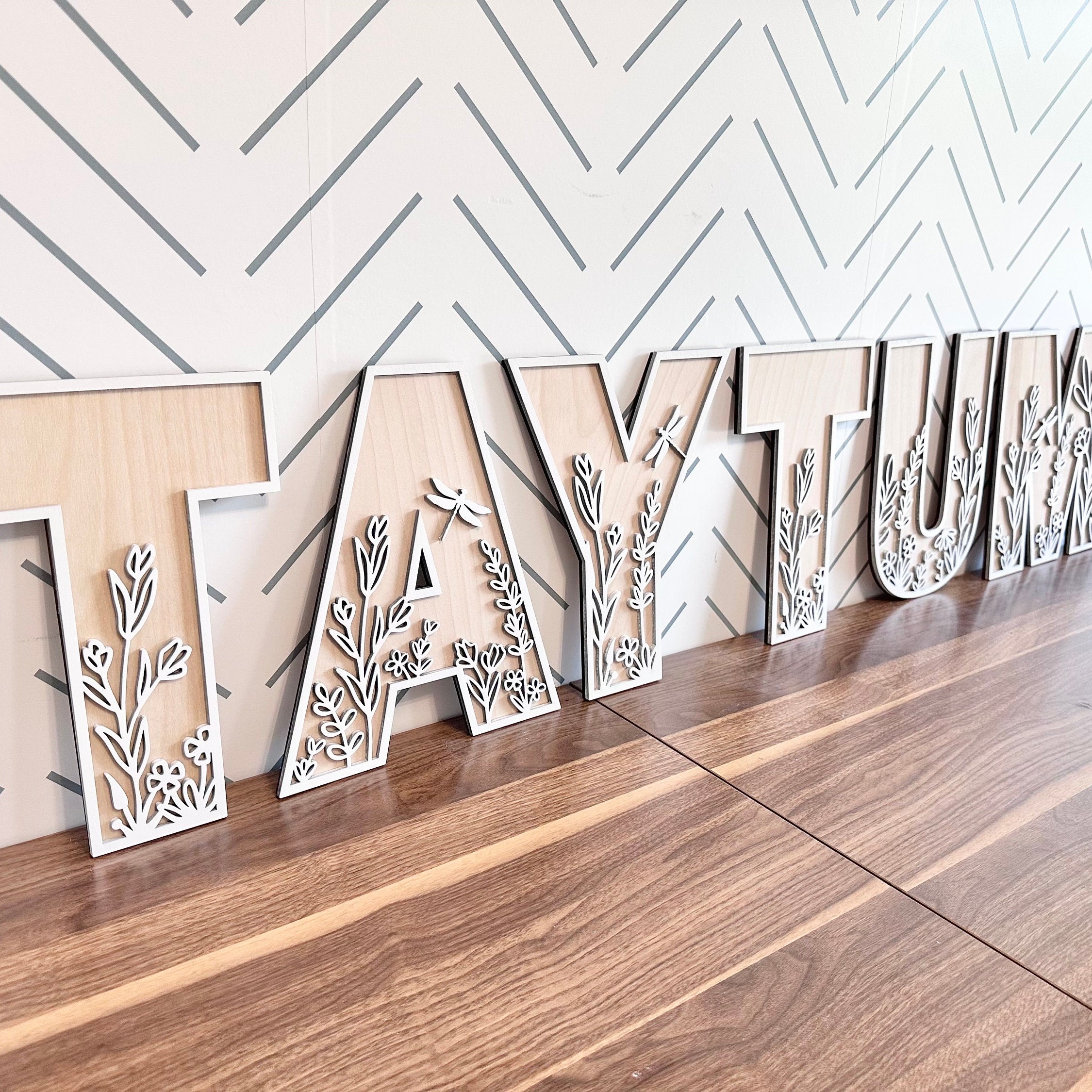 Wildflower Wall Wooden Alphabet Letters Boho Name Sign | CWToy96