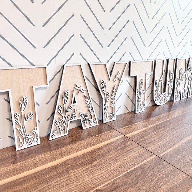 Wildflower Wall Wooden Alphabet Letters Boho Name Sign | CWToy96