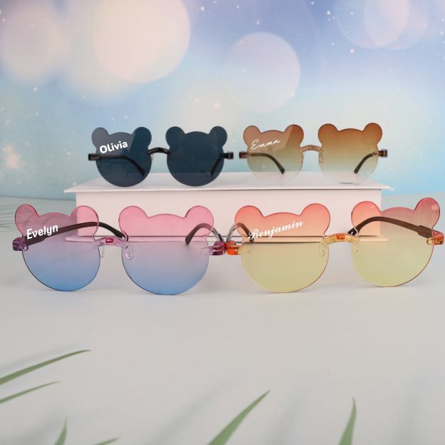 Personalized Bear Outline Rimless Sunglasse For Kids | CWBeach101