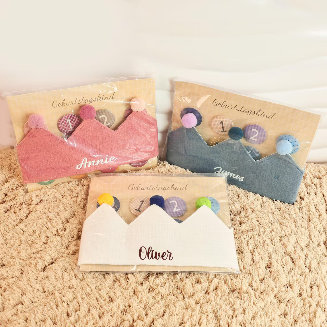 Personalized Hand Embroidered Baby First Birthday Crown | CWBaby210