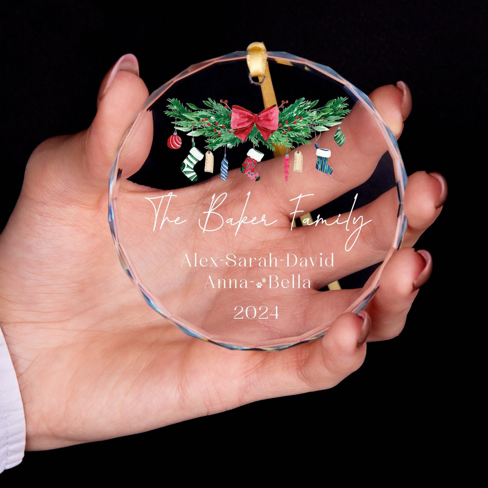 Personalized Glass Family Christmas Ornaments | CWGlass23