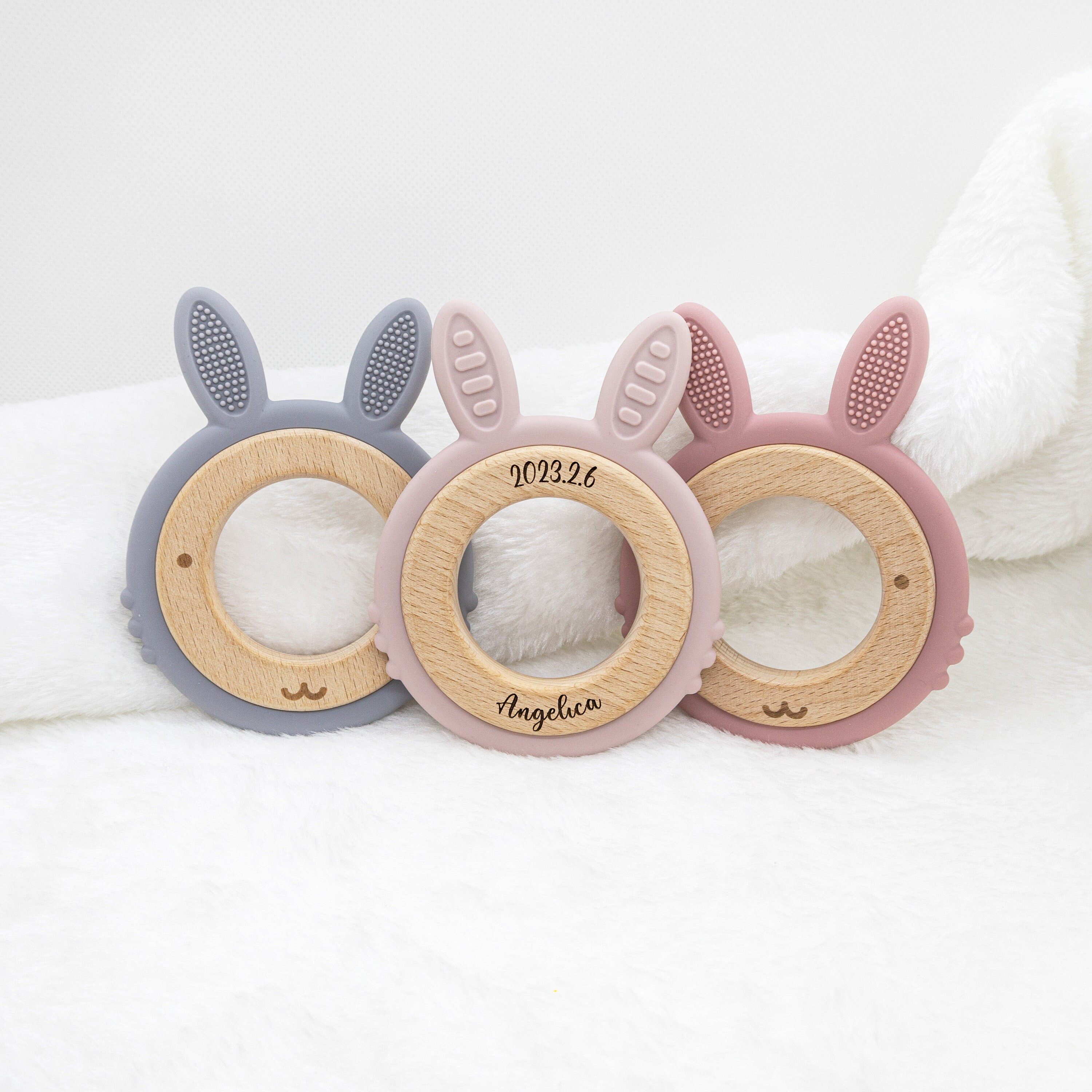 Personalized Baby Wooden Silicone Teething Toy | CWBaby100