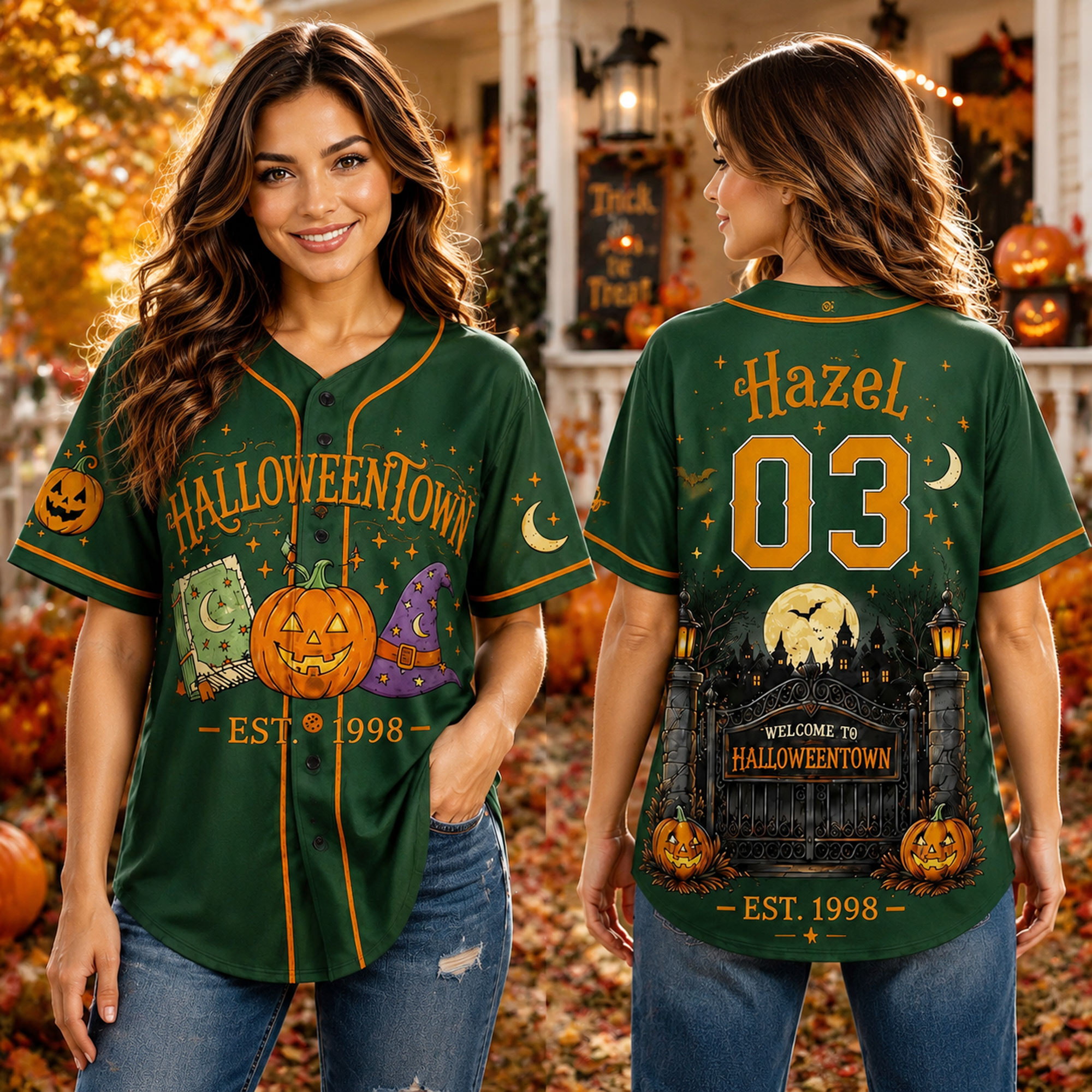 Personalized Halloween Button Up Baseball Jersey For Kid & Adult | CWHalloween96