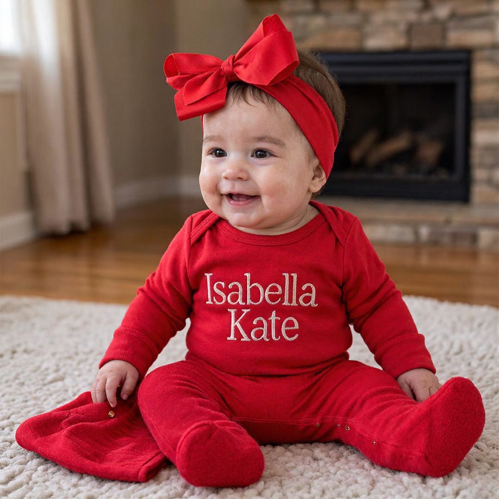 Personalized Embroidery Baby Coming Home Outfit Set With Hat | CWBaby523 