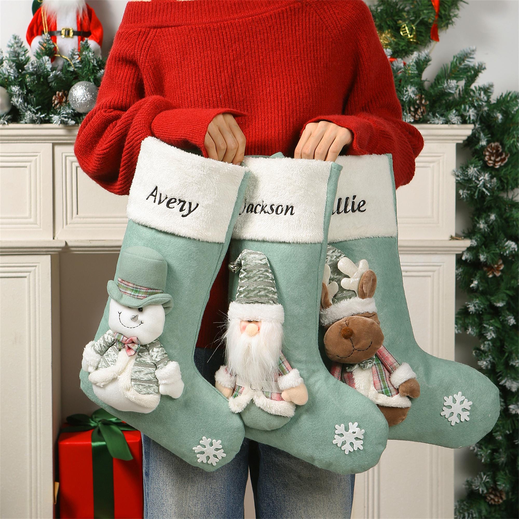 Personalized Embroidered Cute Pattern Christmas Stocking | MCGift207