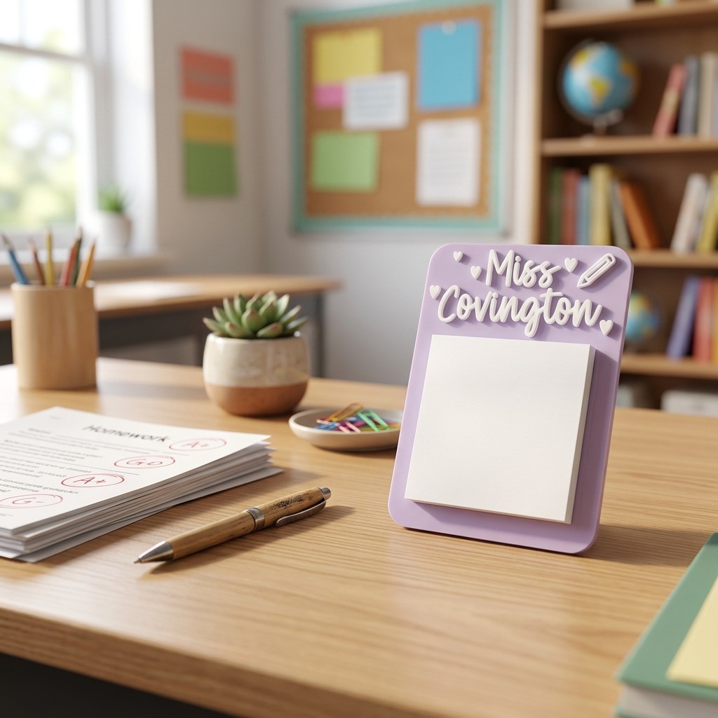 Personalized Teacher Note Holder With Notepad | CWGift62
