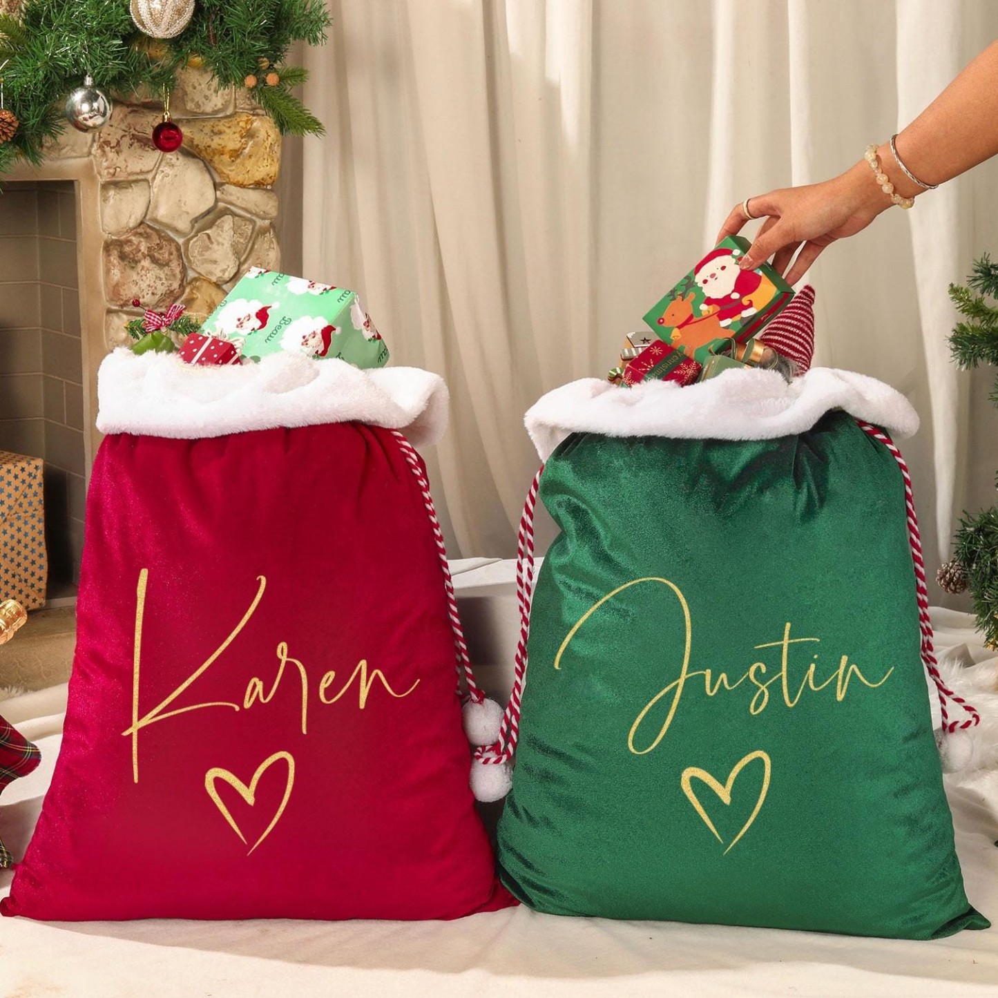 Personalized Christmas Velvet Santa Sack for Gifts | MCGift102