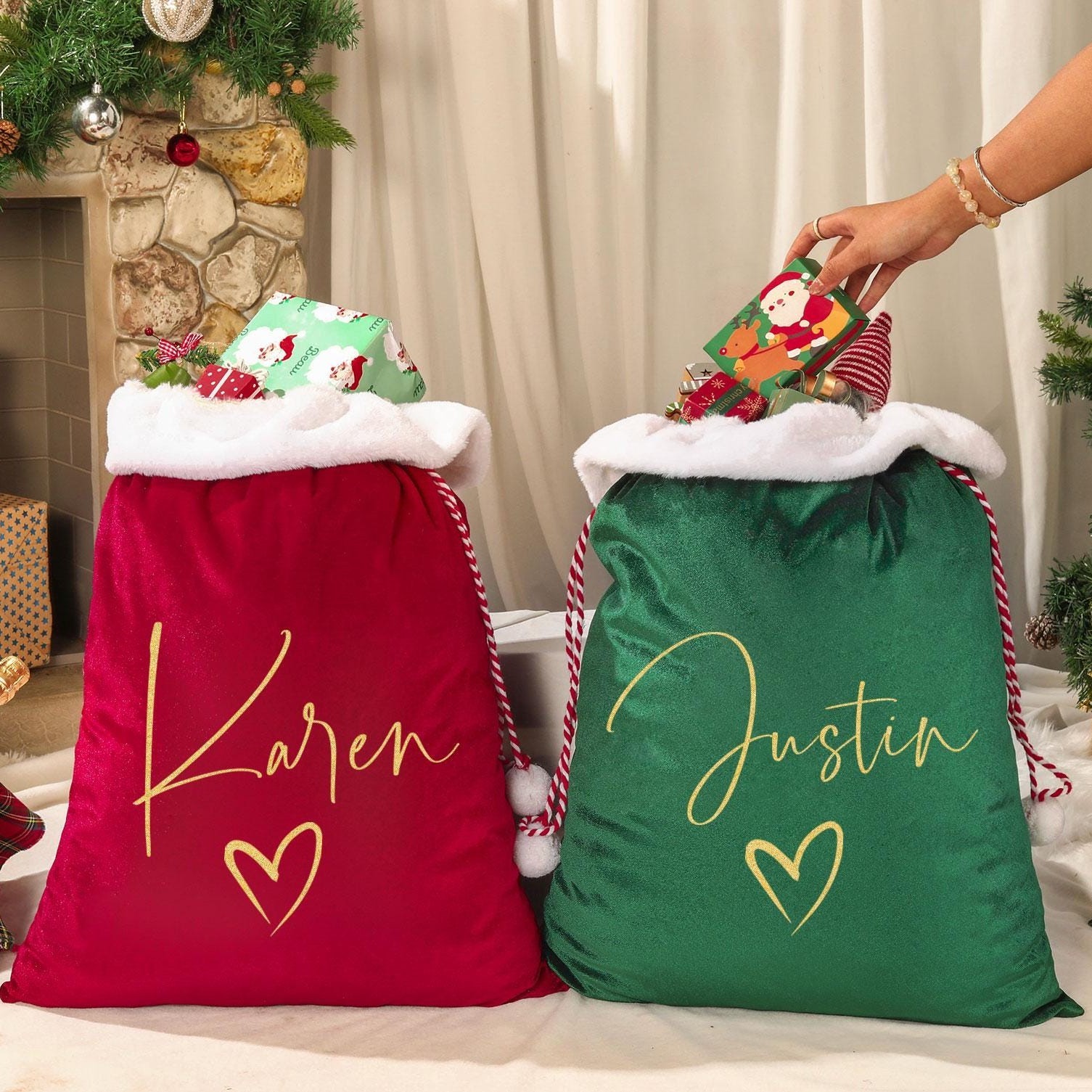 Personalized Christmas Velvet Santa Sack for Gifts | MCGift102
