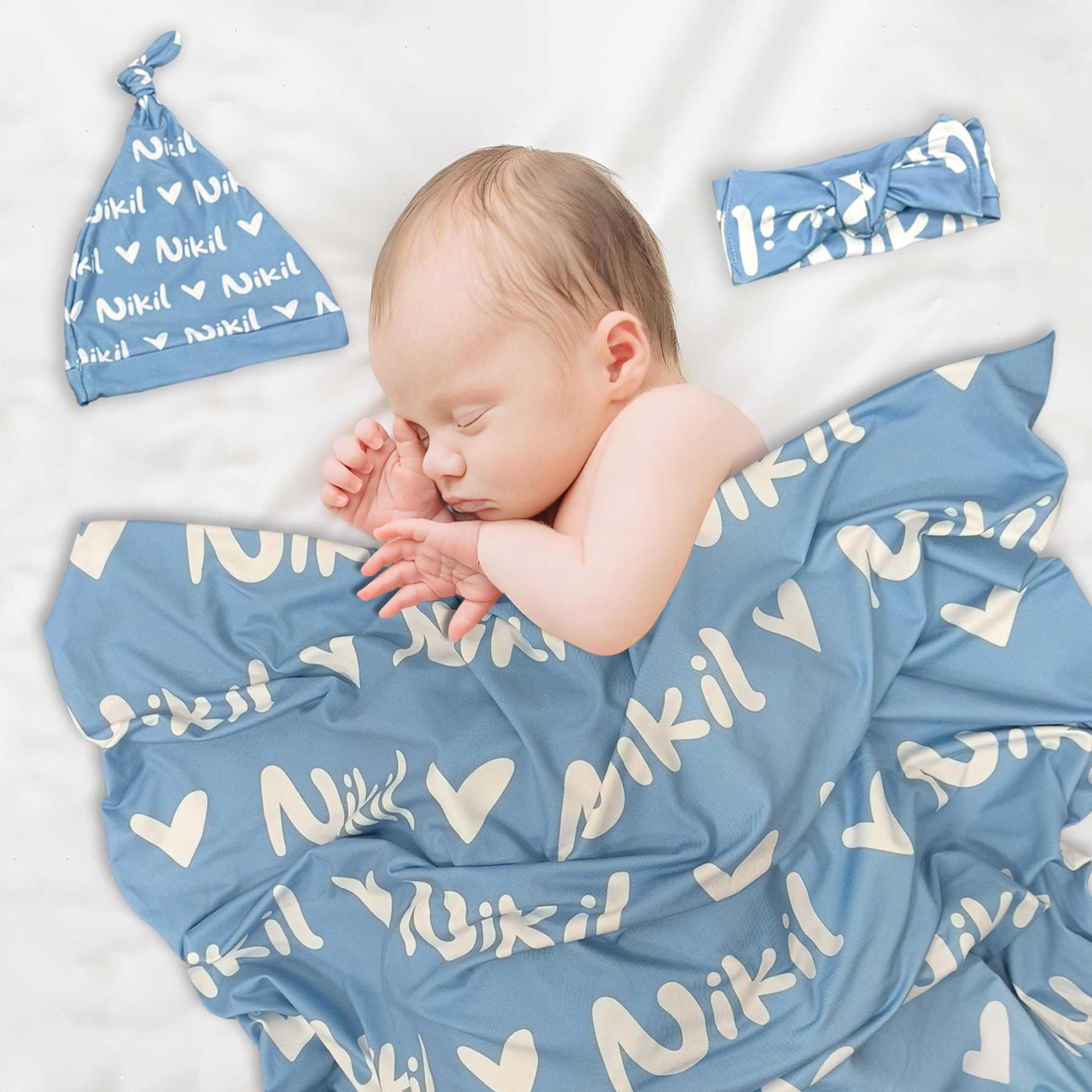 Personalized Baby Swaddle Blanket Set for Comfort & Unique | BBBlanket12