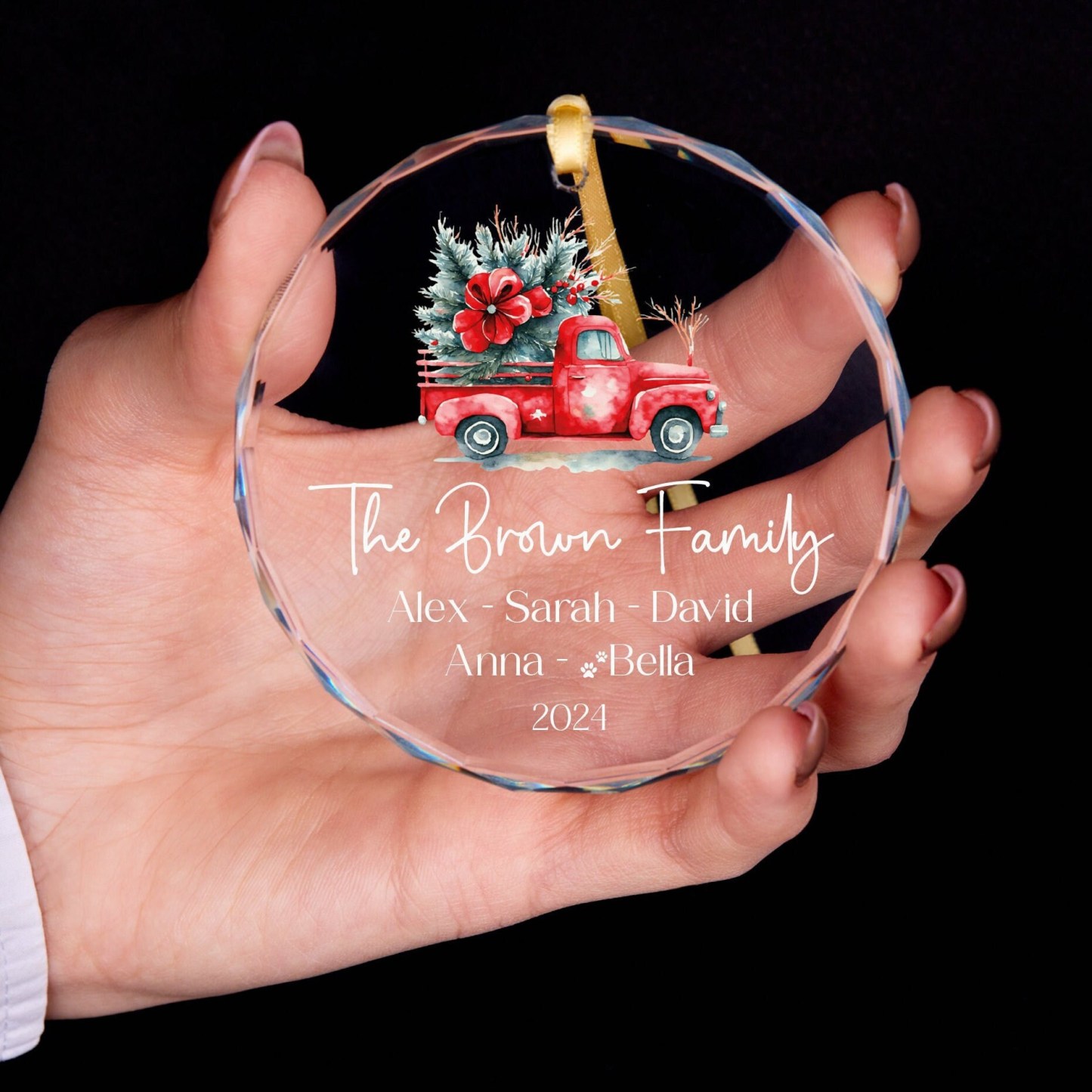 Personalized Glass Family Christmas Ornaments | CWGlass16