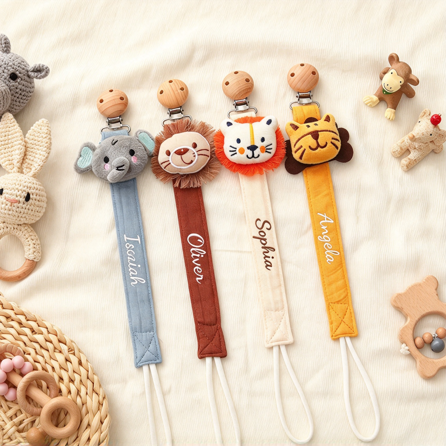 Personalized Embroidered Lovely Pacifier Strap For Baby | CWToy133