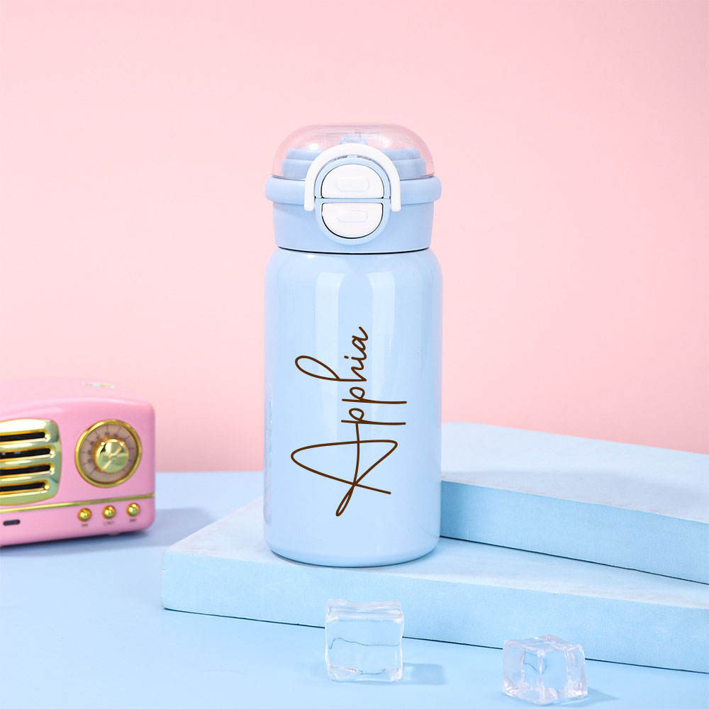 Personalized 17oz Kids Stainless Steel Water Bottle with Straw | CWBottle03