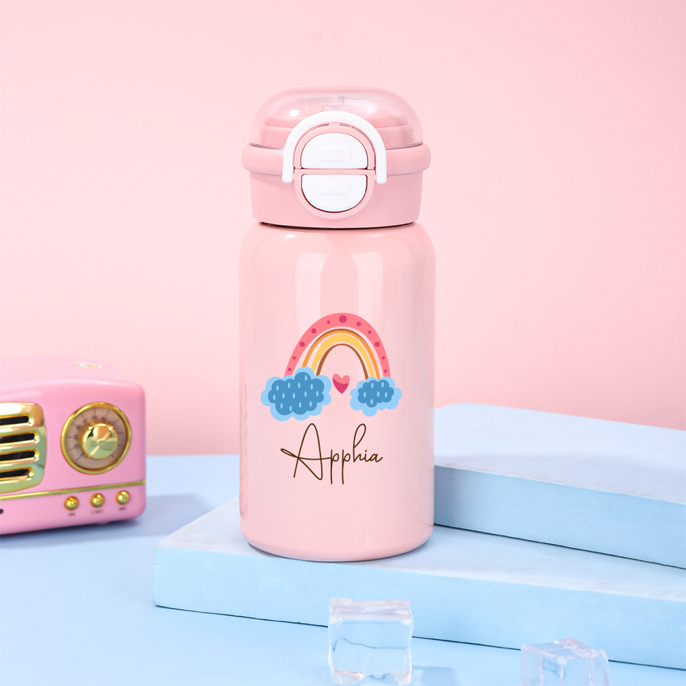 Personalized 17 oz Kids Stainless Steel Water Bottle with Straw | CWBottle02