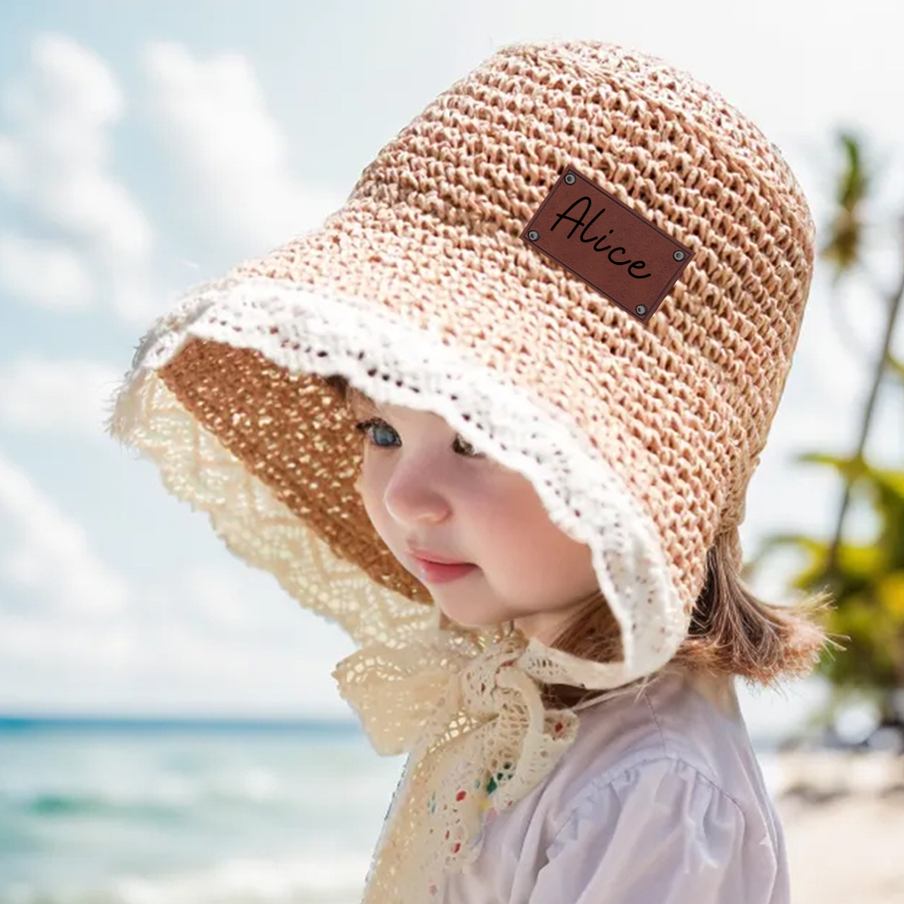 Personalized Summer Leather Patch Straw Hat for Comfort & Unique | CWB