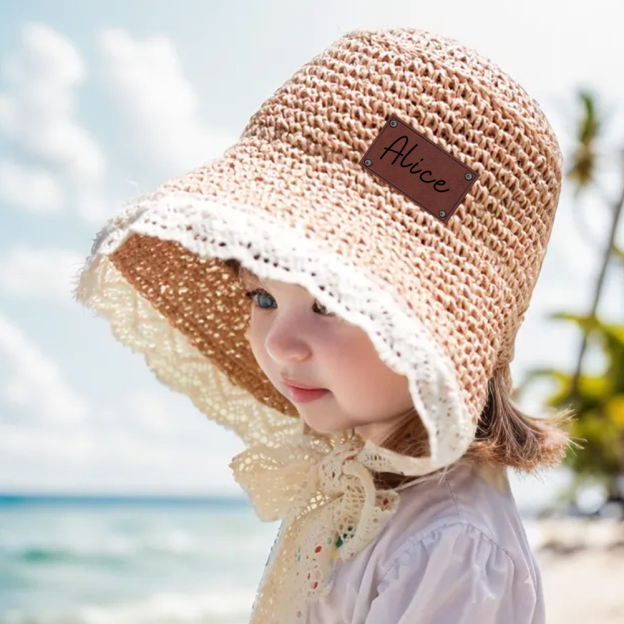 Personalized Summer Leather Patch Straw Hat for Comfort & Unique | CWBeach55