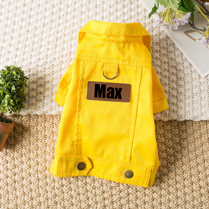 Personalized Leather Patch Pets Color Denim Jacket | BKPet52
