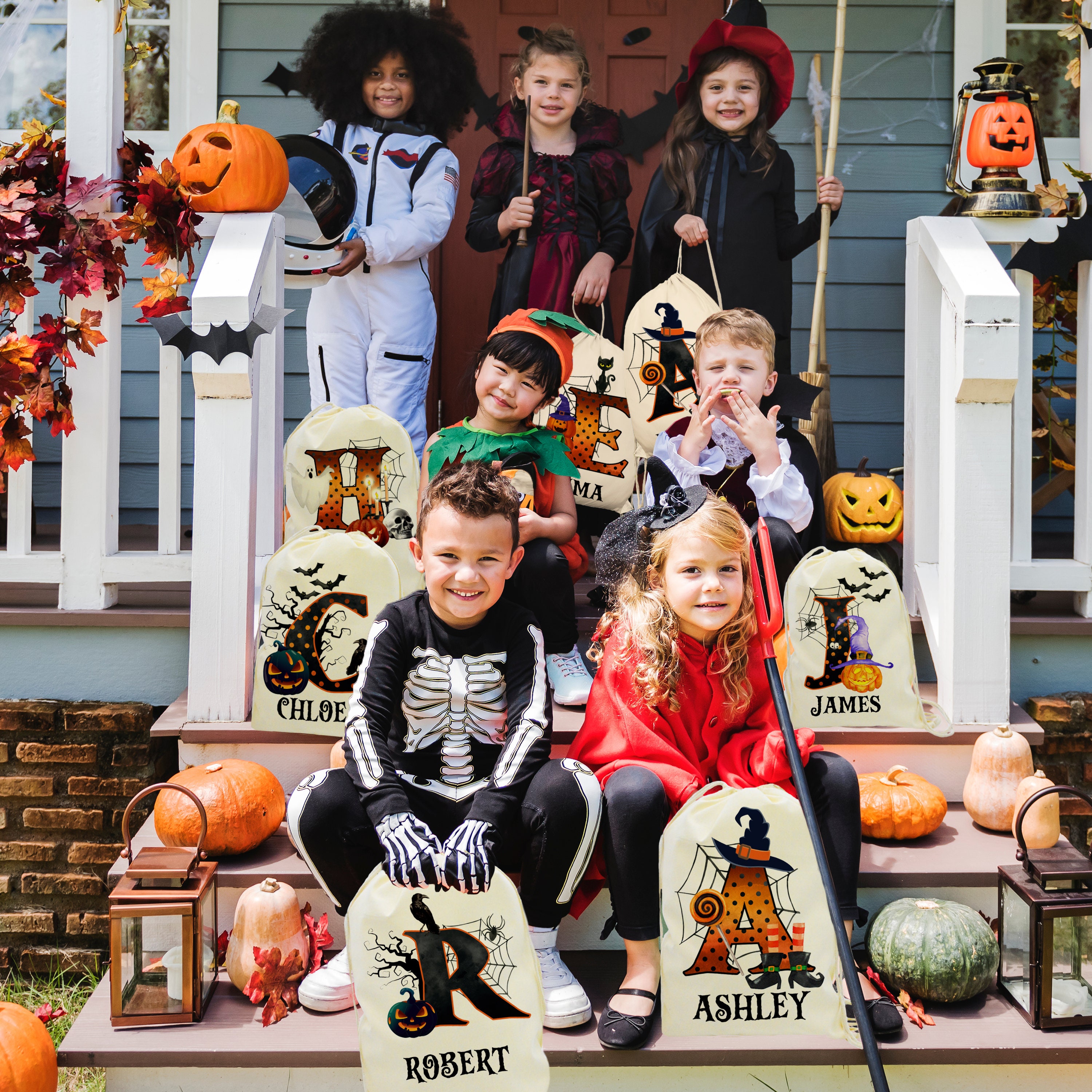 Personalized Name Pumpkin Treat Bag | CWHalloween06